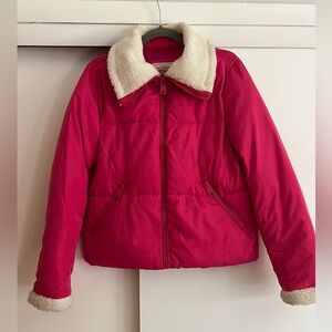Levi's Sherpa Trimmed Pink Winter Lined Puffer Coat | Women Size S| MSRP $200